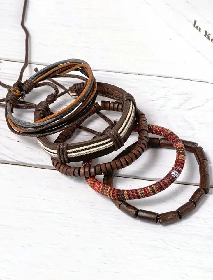 Wooden Beaded Bracelet Bundle