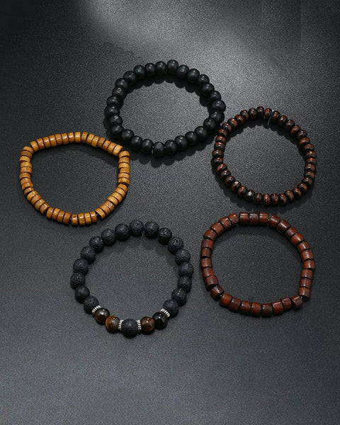 Wooden Beaded Bracelet Bundle