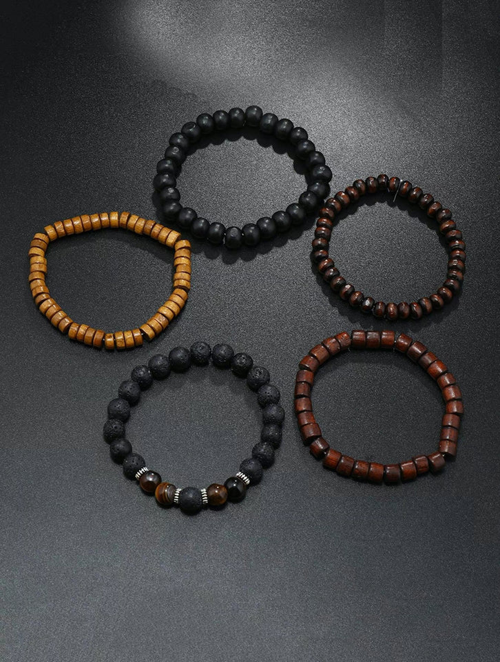 Wooden Beaded Bracelet Bundle