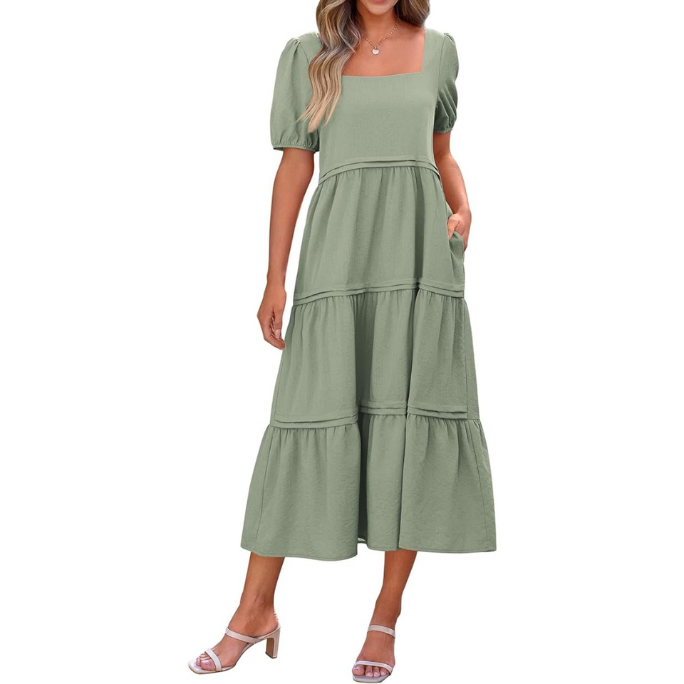 Natalie Puff Sleeve Square Neck Maxi Dress