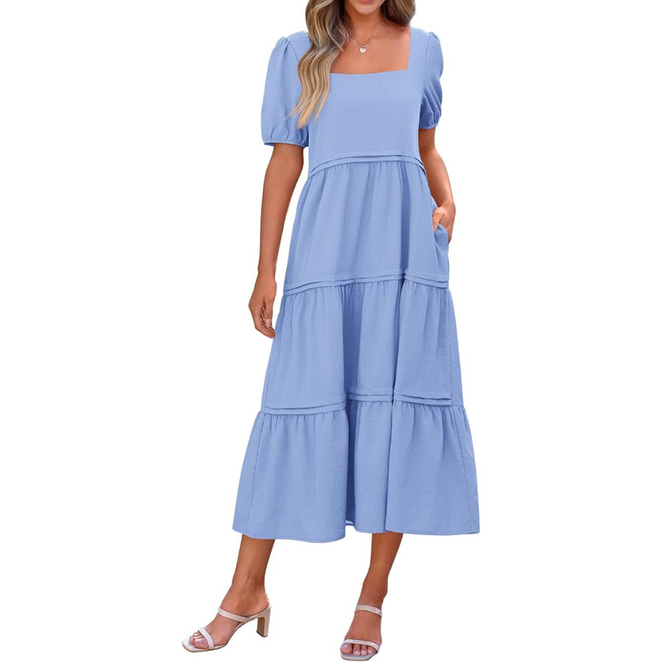 Natalie Puff Sleeve Square Neck Maxi Dress