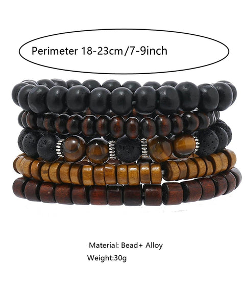 Wooden Beaded Bracelet Bundle